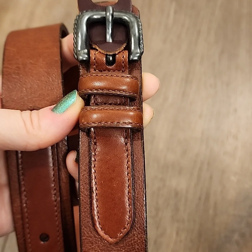 Vintage Trafalgar Belt Shrunken Oilskin Leather Handmade Cognac Brown size 30